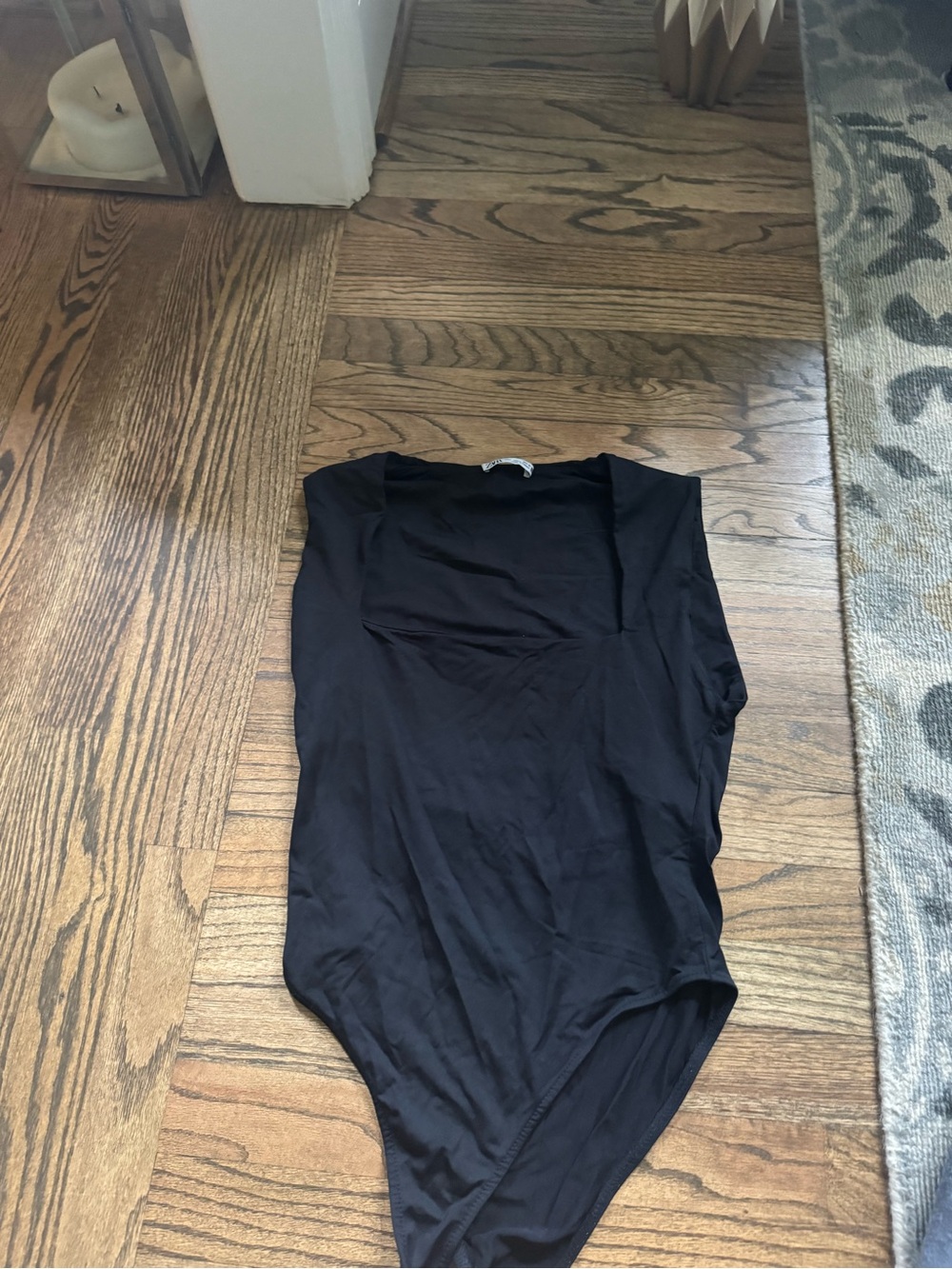 Zara Black Square-Neck Bodysuit